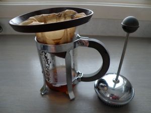Draining coffee for Bokashi